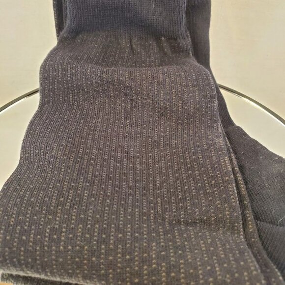 Cole Haan Mens Dress Socks 2 Pairs Black & Navy Ribbed And Grid Pattern USA - Picture 3 of 5